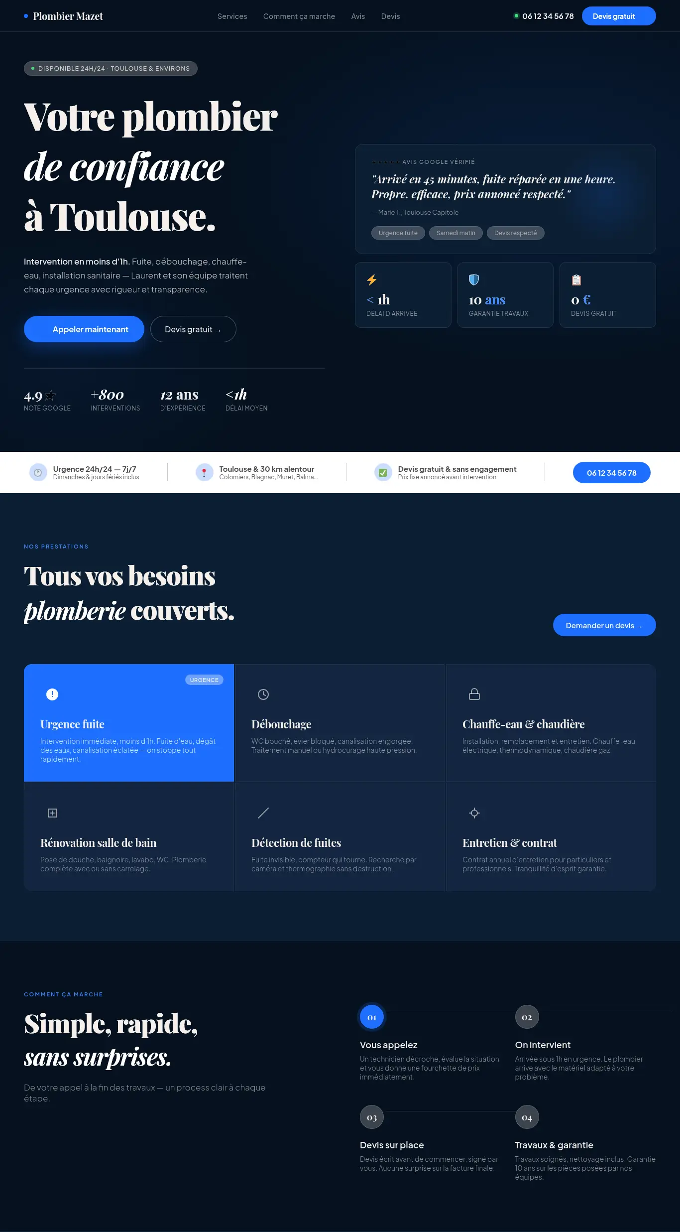 Site web Laurent Plombier Toulouse